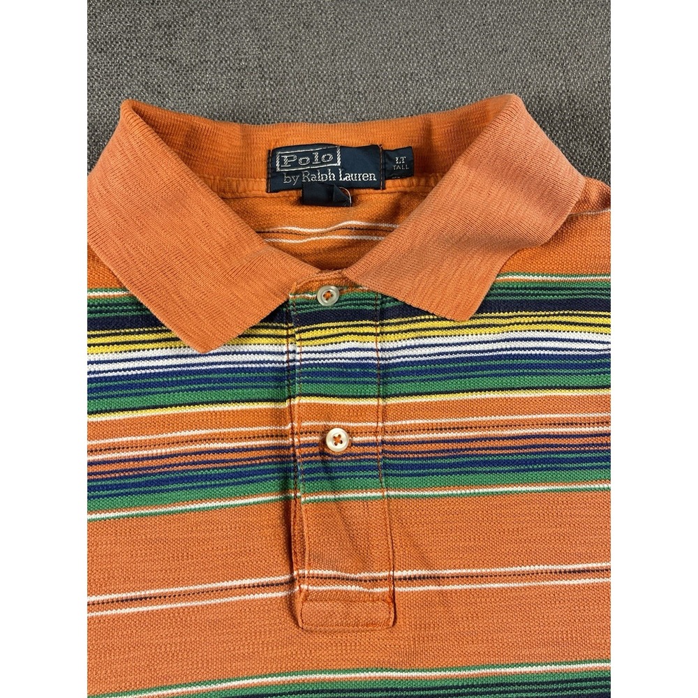 Vintage Polo Ralph Lauren Shirt Men's LT Multicolor Untucked Pique Mesh Preppy